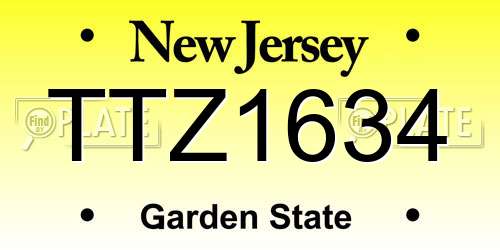 TTZ1634 New Jersey License Plate