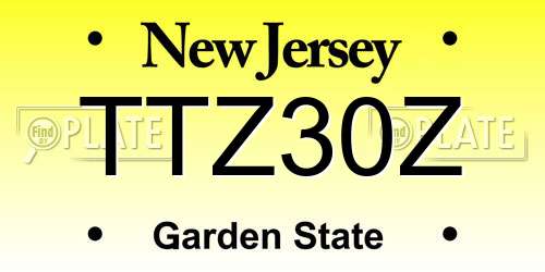 TTZ30Z New Jersey License Plate