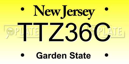 TTZ36C New Jersey License Plate