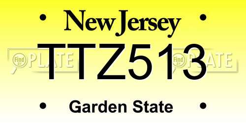TTZ513 New Jersey License Plate