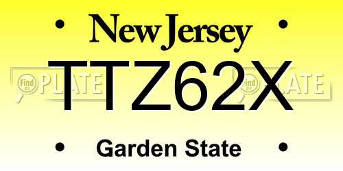 TTZ62X New Jersey License Plate