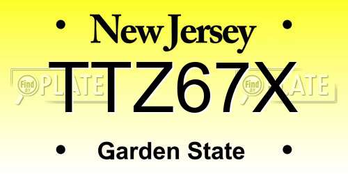 TTZ67X New Jersey License Plate