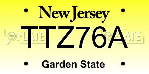 TTZ76A New Jersey License Plate
