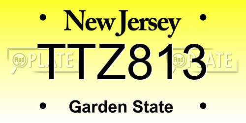 TTZ813 New Jersey License Plate