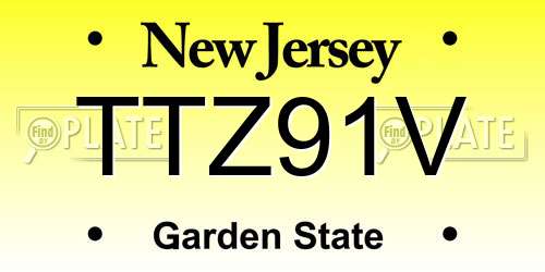 TTZ91V New Jersey License Plate