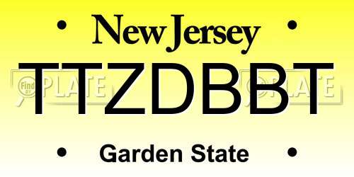 TTZDBBT New Jersey License Plate