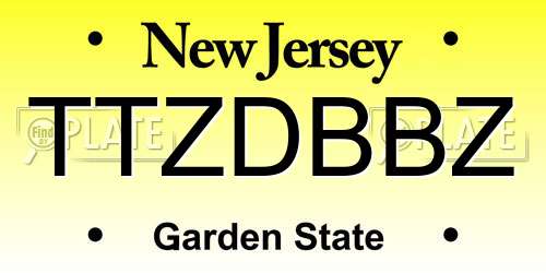 TTZDBBZ New Jersey License Plate