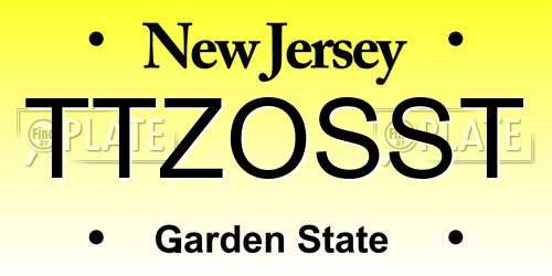 TTZOSST New Jersey License Plate