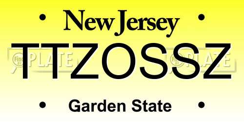 TTZOSSZ New Jersey License Plate