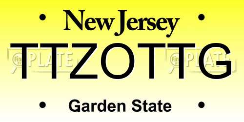 TTZOTTG New Jersey License Plate