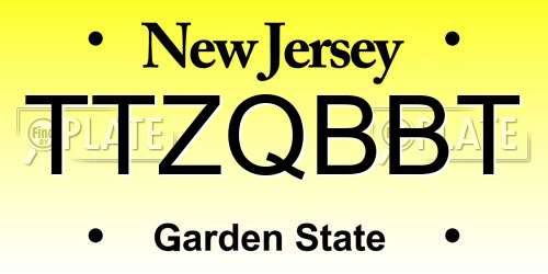 TTZQBBT New Jersey License Plate
