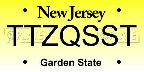 TTZQSST New Jersey License Plate