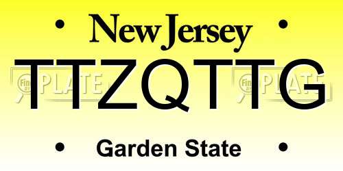 TTZQTTG New Jersey License Plate