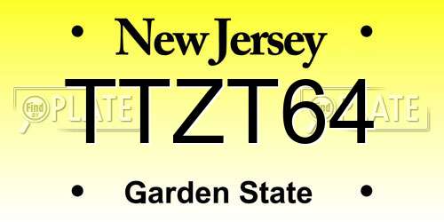 TTZT64 New Jersey License Plate