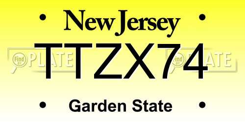 TTZX74 New Jersey License Plate