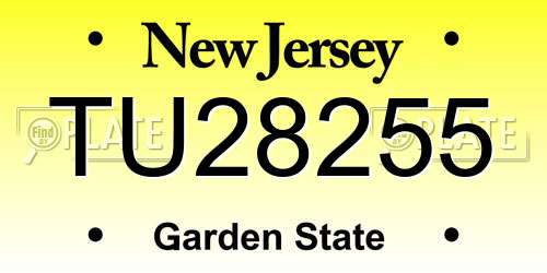TU28255 New Jersey License Plate