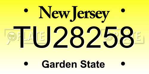 TU28258 New Jersey License Plate