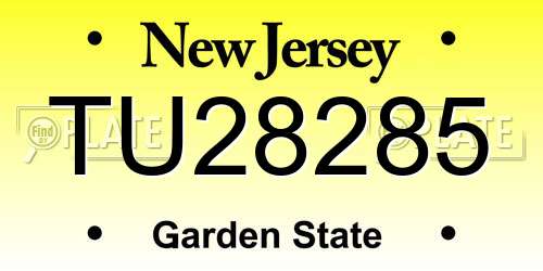 TU28285 New Jersey License Plate