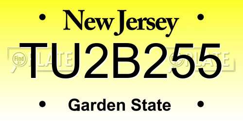 TU2B255 New Jersey License Plate