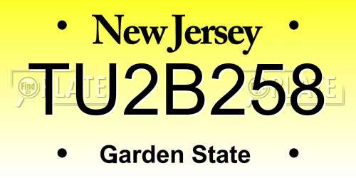 TU2B258 New Jersey License Plate