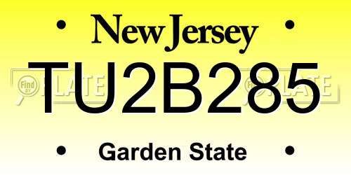 TU2B285 New Jersey License Plate
