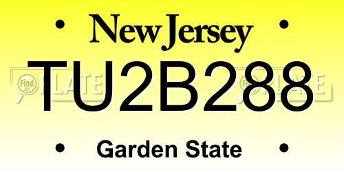 TU2B288 New Jersey License Plate