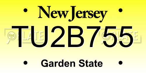 TU2B755 New Jersey License Plate