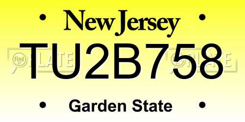TU2B758 New Jersey License Plate