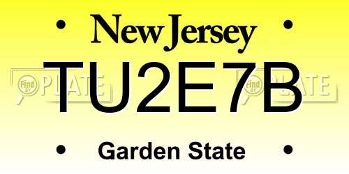 TU2E7B New Jersey License Plate