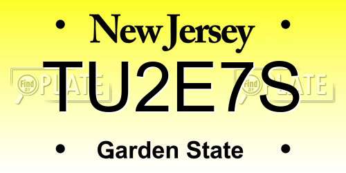 TU2E7S New Jersey License Plate