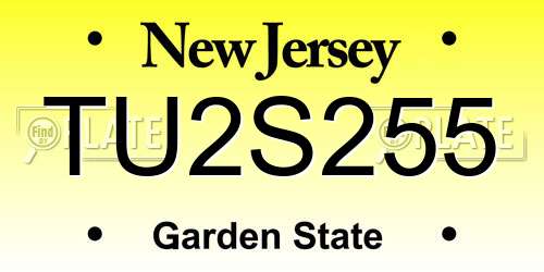 TU2S255 New Jersey License Plate