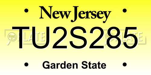 TU2S285 New Jersey License Plate