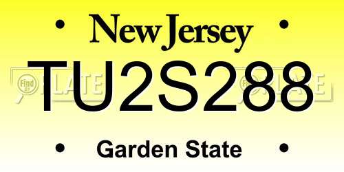 TU2S288 New Jersey License Plate