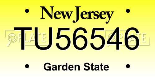 TU56546 New Jersey License Plate