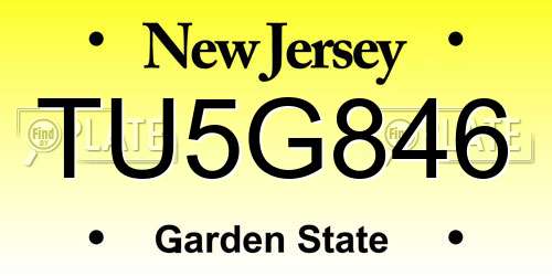 TU5G846 New Jersey License Plate