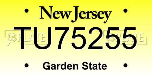 TU75255 New Jersey License Plate