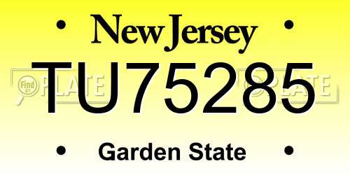 TU75285 New Jersey License Plate
