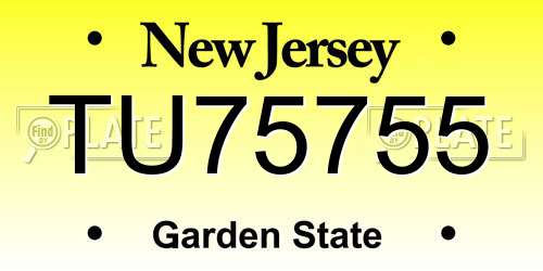 TU75755 New Jersey License Plate