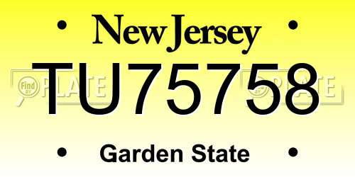 TU75758 New Jersey License Plate
