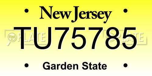TU75785 New Jersey License Plate