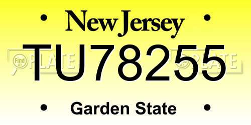 TU78255 New Jersey License Plate