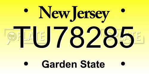 TU78285 New Jersey License Plate