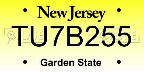 TU7B255 New Jersey License Plate