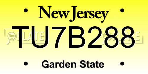 TU7B288 New Jersey License Plate