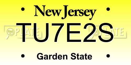 TU7E2S New Jersey License Plate