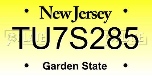 TU7S285 New Jersey License Plate