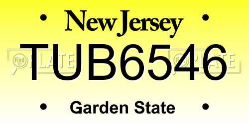 TUB6546 New Jersey License Plate