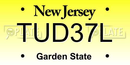 TUD37L New Jersey License Plate