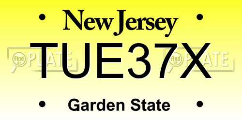 TUE37X New Jersey License Plate