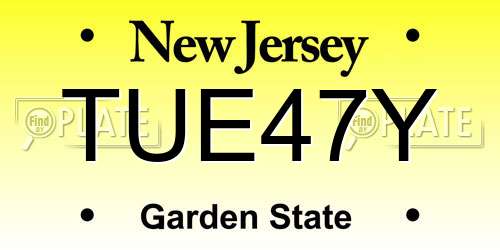 TUE47Y New Jersey License Plate